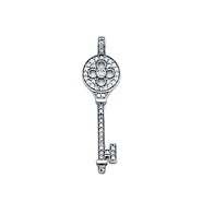 CZ-Filled Flower Key Pendant in 14K White Gold - Small