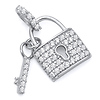 Micropave CZ-Filled Lock & Key Pendant in 14K White Gold - Petite