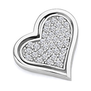 14K White Gold CZ Double Heart Pendant