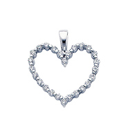 Classic 14K White Gold CZ Open Heart Pendant