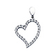 Curved 14K White Gold CZ Heart Pendant thumb 0