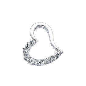 Modern 14K White Gold CZ Open Heart Pendant