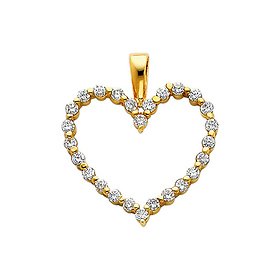 14K Yellow Gold CZ Open Heart Pendant