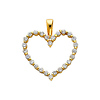 14K Yellow Gold CZ Open Heart Pendant