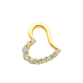 Modern 14K Yellow Gold CZ Heart Pendant