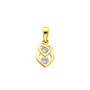 14K Yellow Gold Interlocking CZ Two Hearts Pendant