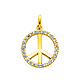 14K Yellow Gold Peace Sign CZ Cubic Zirconia Charm Pendant thumb 0