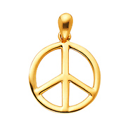 Classic Peace Sign Charm Pendant in 14K Yellow Gold - Petite