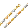 Tri-Color Diamond Cut Stampato Heart 14K Gold Bracelet 5mm