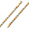 4mm Stampato XOXO Diamond Cut 14K TriGold Link Bracelet