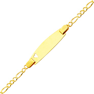 2.5mm 14K Yellow Gold Heart Figaro Link ID Bracelet - Children, Women