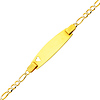 2.5mm 14K Yellow Gold White Pave Heart Figaro Link ID Bracelet - Children, Women