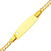3mm 14K Yellow Gold Heart Concave Curb Cuban Link ID Bracelet - Children, Women