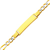 4mm White Pave Figaro Baby ID Bracelet in 14K Two-Tone Gold