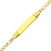 2.5mm White Pave Figaro 14K Yellow Gold Baby ID Bracelet