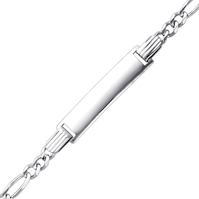 4.0mm 14K White Gold Figaro Baby ID Bracelet