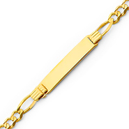 5.0mm Mens Figaro 14K Yellow Gold ID  Bracelet