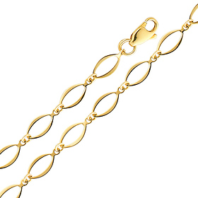 Fancy 4mm Open Link 14K Yellow Gold Bracelet & Lobster Clasp