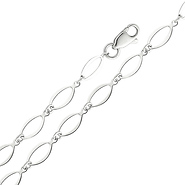 4mm Fancy Open Link 14K White Gold Bracelet & Lobster Clasp