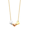 14K TriGold Heart Hanging 1.5mm Rolo Cable Chain Necklace
