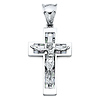 Large Flat Baguette CZ Crucifix Pendant - Sterling Silver (Rhodium)