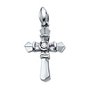Small Fancy Tapered Baguette CZ Cross Pendant in Sterling Silver