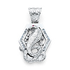 Cobra Snake Pendant with CZ Accents in Sterling Silver (Rhodium) - Medium