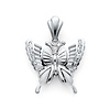 Butterfly Pendant with Round CZ Accents in Sterling Silver (Rhodium) - Small