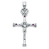 Extra Large Irish Crown Glory CZ Crucifix Pendant - Sterling Silver