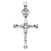 X-Large Irish Crown Glory CZ Crucifix Pendant - Sterling Silver (Rhodium)