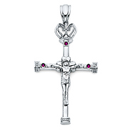 X-Large Irish Crown Glory CZ Crucifix Pendant - Sterling Silver (Rhodium)