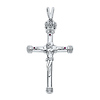 XX Large Irish Crown of Glory CZ Rhodium Sterling Silver Crucifix Pendant