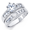 Christian Cross 1-CT Round-Cut CZ Wedding Ring Set in Sterling Silver (Rhodium)