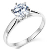 6-Prong Cathedral Round CZ Engagement Ring Solitaire in Sterling Silver (Rhodium)