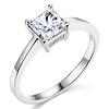 1ct Basket Princess-Cut Solitaire CZ Engagement Ring in Sterling Silver (Rhodium)