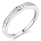 2.6mm Pave Round CZ Wedding Band in Sterling Silver (Rhodium) thumb 0