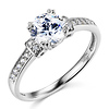 Basket-Style 1-CT Round-Cut CZ Engagement Ring in 14K White Gold