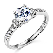 Basket-Style 1-CT Round-Cut CZ Engagement Ring in 14K White Gold