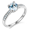 1-CT Basket Cathedral Round-Cut & Pave CZ Engagement Ring in 14K White Gold