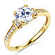 1-CT Round-Cut CZ Engagement Ring & Pave Side Stones in 14K Yellow Gold thumb 0