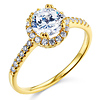 Halo 1-CT Round-Cut Cubic Zirconia Engagement Ring in 14K Yellow Gold