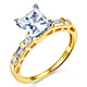 1.25CT Princess-Cut & Baguette Side CZ Engagement Ring in 14K Yellow Gold thumb 0