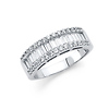 14K White Gold Baguette & Round-cut CZ Cubic Zirconia Ladies Wedding Ring Band