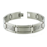 Lateral Groove Brush Finish Stainless Steel Bracelet