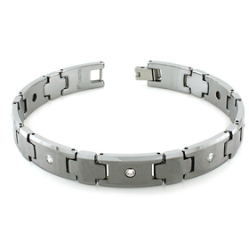 Classic Carbide Link CZ Tungsten Bracelet