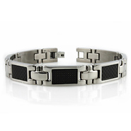 Men's 10.5mm Black Carbon Fiber Inlay Titanium Link Bracelet