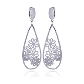 Hanging Teardrop Flower Design Stainless Steel Earring