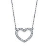 14K White Gold CZ Open Heart Pendant Necklace