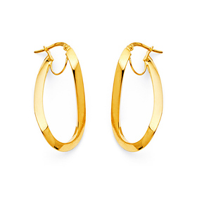 Oval Twist Medium Hoop Earrings - 14K Yellow Gold