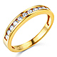3mm 11 Channel-Set Round-Cut CZ Wedding Band in 14K Yellow Gold thumb 0